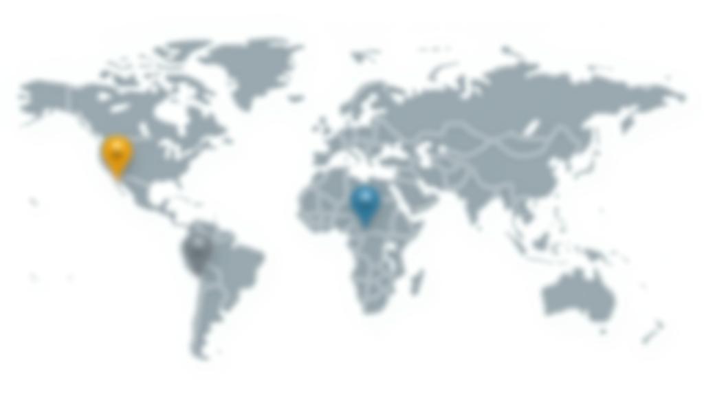Mapa estático mostrando la presencia global de AAAM GLOBAL BUSINESS LTD con marcadores de oficinas y socios